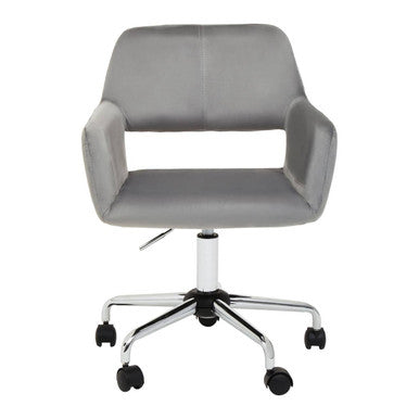 Brent Grey Velvet And Chrome Base Home Office Chair - PN Home