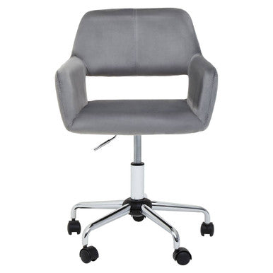 Brent Grey Velvet And Chrome Base Home Office Chair - PN Home