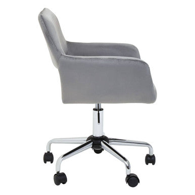 Brent Grey Velvet And Chrome Base Home Office Chair - PN Home