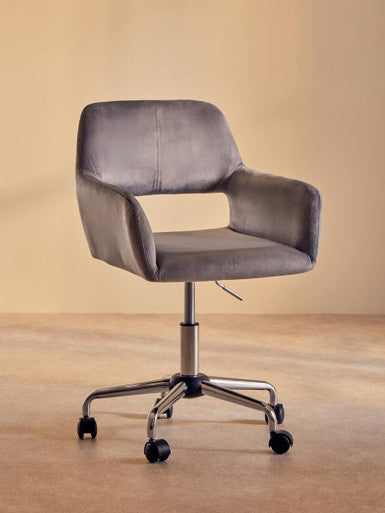 Brent Grey Velvet And Chrome Base Home Office Chair - PN Home