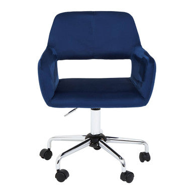 Brent Navy Velvet And Chrome Base Home Office Chair - PN Home