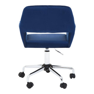 Brent Navy Velvet And Chrome Base Home Office Chair - PN Home