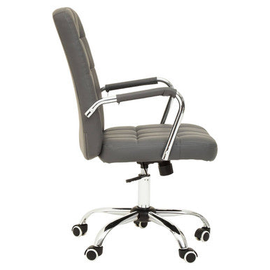 Brent Grey Leather Effect And Chrome Home Office Chair - PN Home