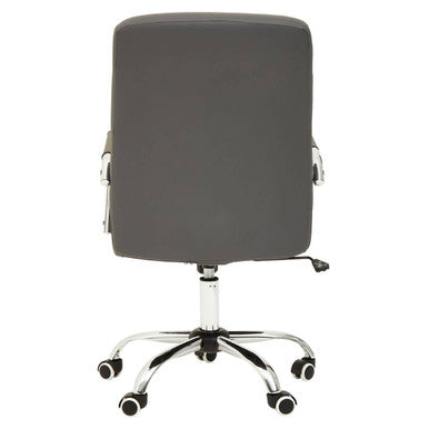 Brent Grey Leather Effect And Chrome Home Office Chair - PN Home