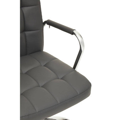 Brent Grey Leather Effect And Chrome Home Office Chair - PN Home