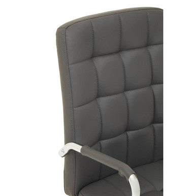 Brent Grey Leather Effect And Chrome Home Office Chair - PN Home