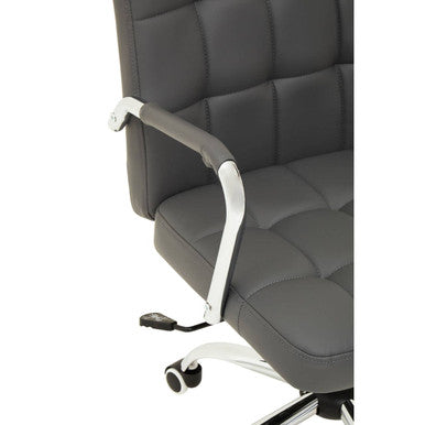 Brent Grey Leather Effect And Chrome Home Office Chair - PN Home
