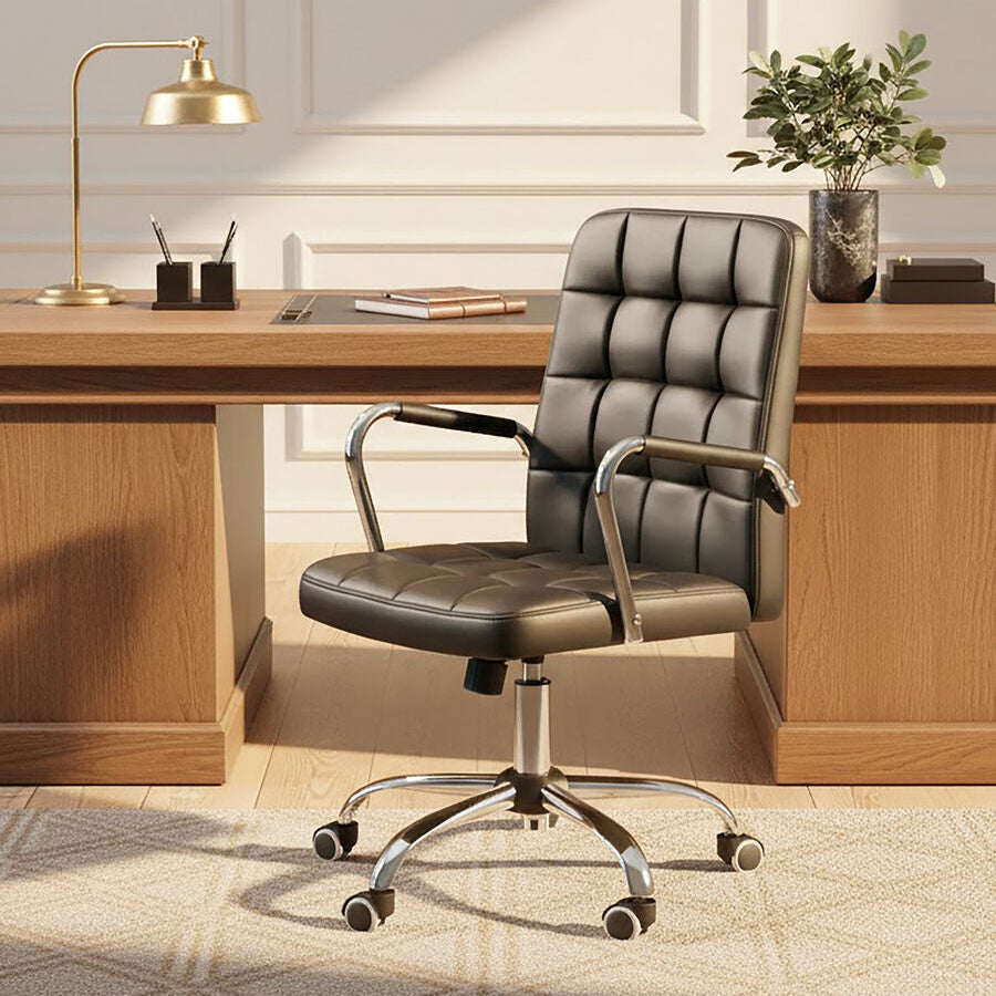Brent Black Tufted Home Office Chair - PN Home