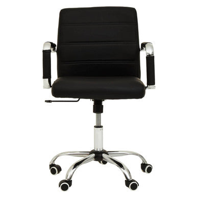 Brent Black Leather Effect And Chrome Home Office Chair - PN Home