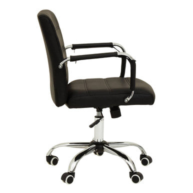 Brent Black Leather Effect And Chrome Home Office Chair - PN Home