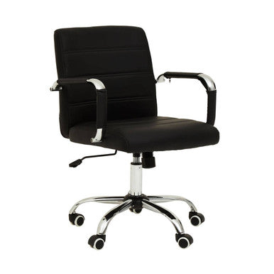 Brent Black Leather Effect And Chrome Home Office Chair - PN Home