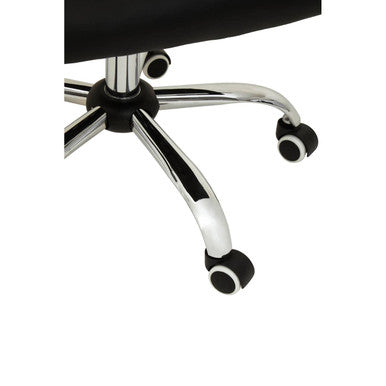 Brent Black Leather Effect And Chrome Home Office Chair - PN Home