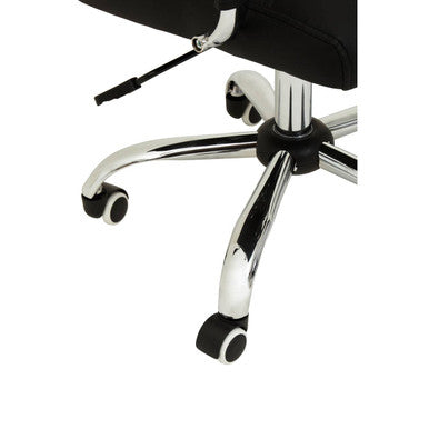 Brent Black Leather Effect And Chrome Home Office Chair - PN Home