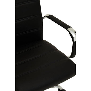 Brent Black Leather Effect And Chrome Home Office Chair - PN Home