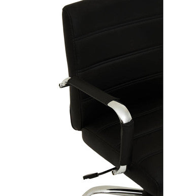 Brent Black Leather Effect And Chrome Home Office Chair - PN Home