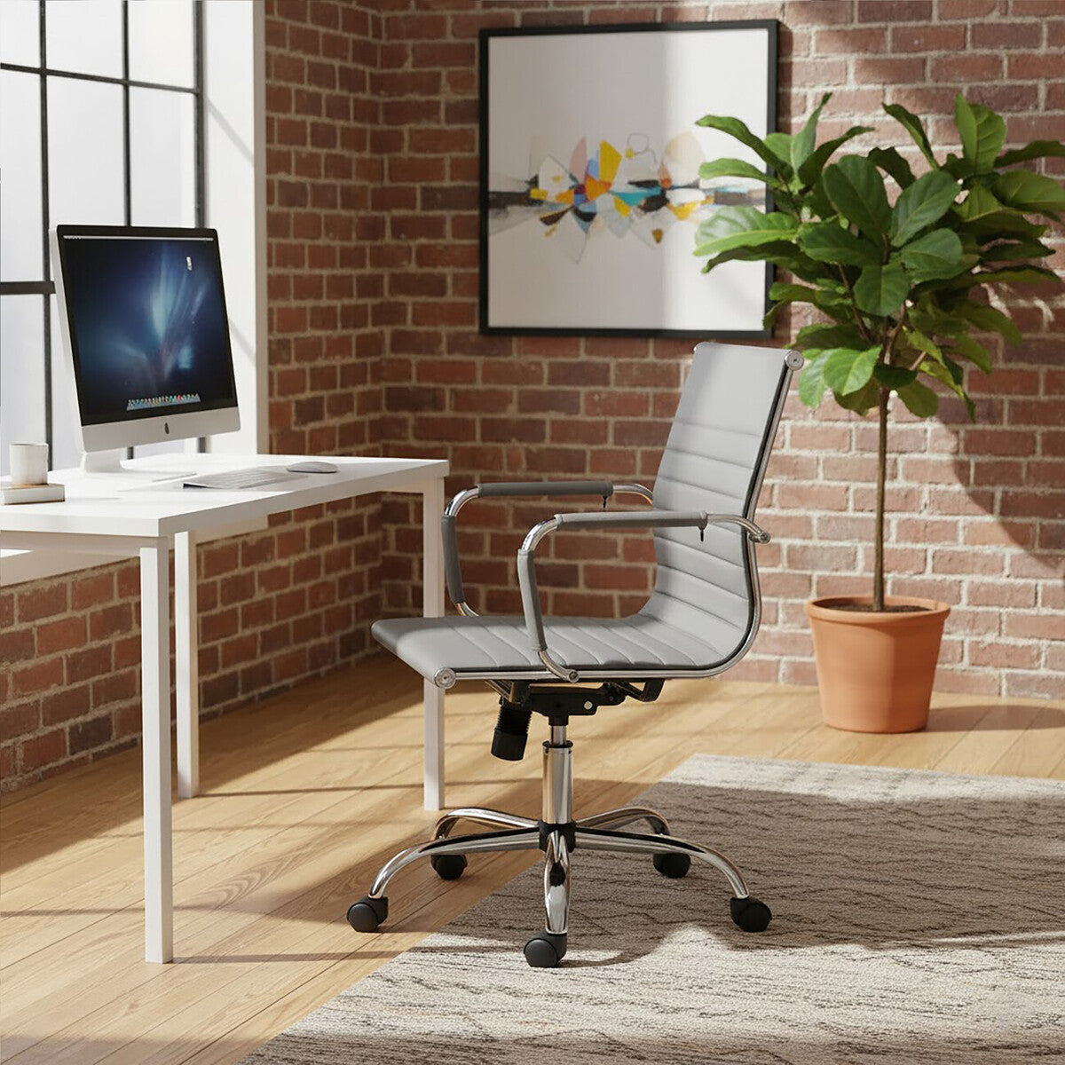 Brent Grey Low Back Home Office Chair - PN Home