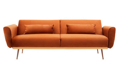 Burnt Orange Velvet Sofa Bed, Hatton - PN Home