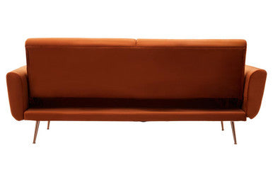 Burnt Orange Velvet Sofa Bed, Hatton - PN Home