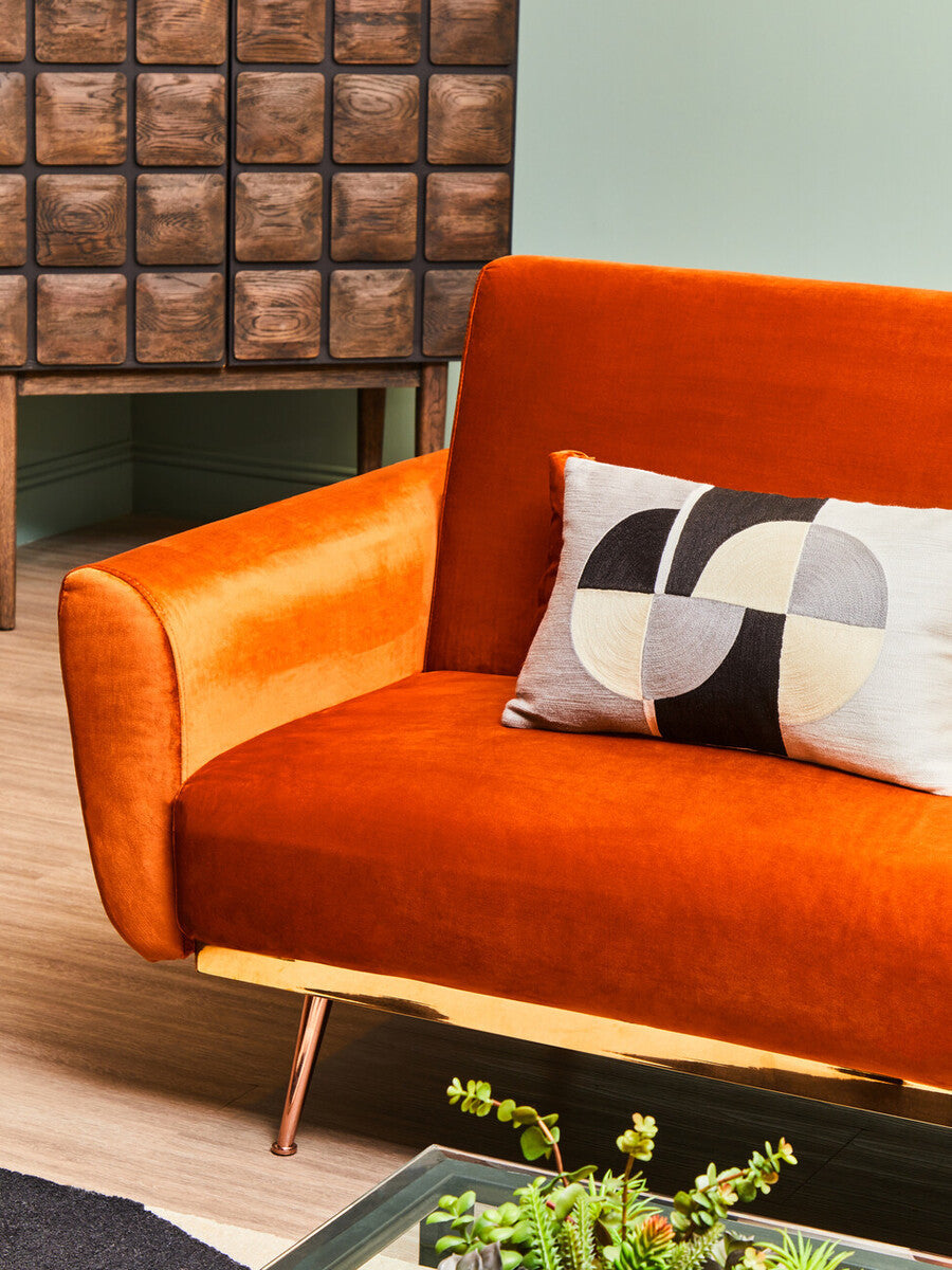 Burnt Orange Velvet Sofa Bed, Hatton - PN Home