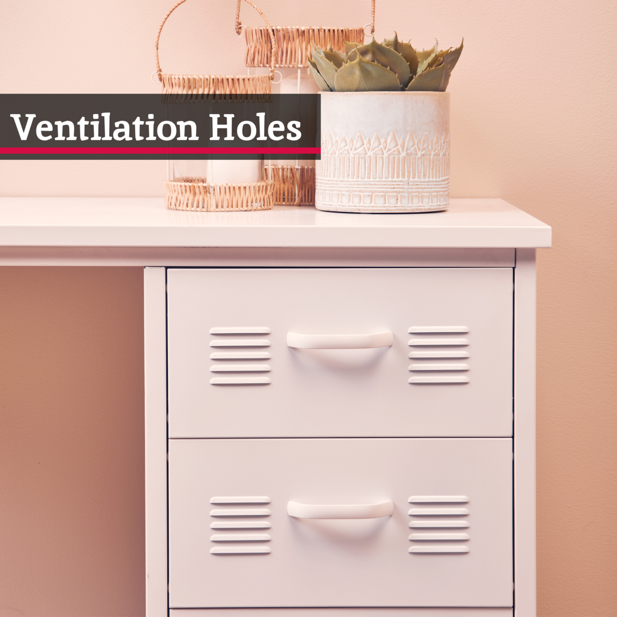 Academy Three Drawer White Desk - PN Home