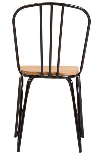 District Dining Chair Elm Wood Seat With Black Finish Metal Frame - PN Home