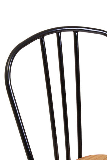 District Dining Chair Elm Wood Seat With Black Finish Metal Frame - PN Home