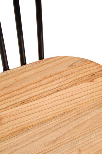 District Dining Chair Elm Wood Seat With Black Finish Metal Frame - PN Home