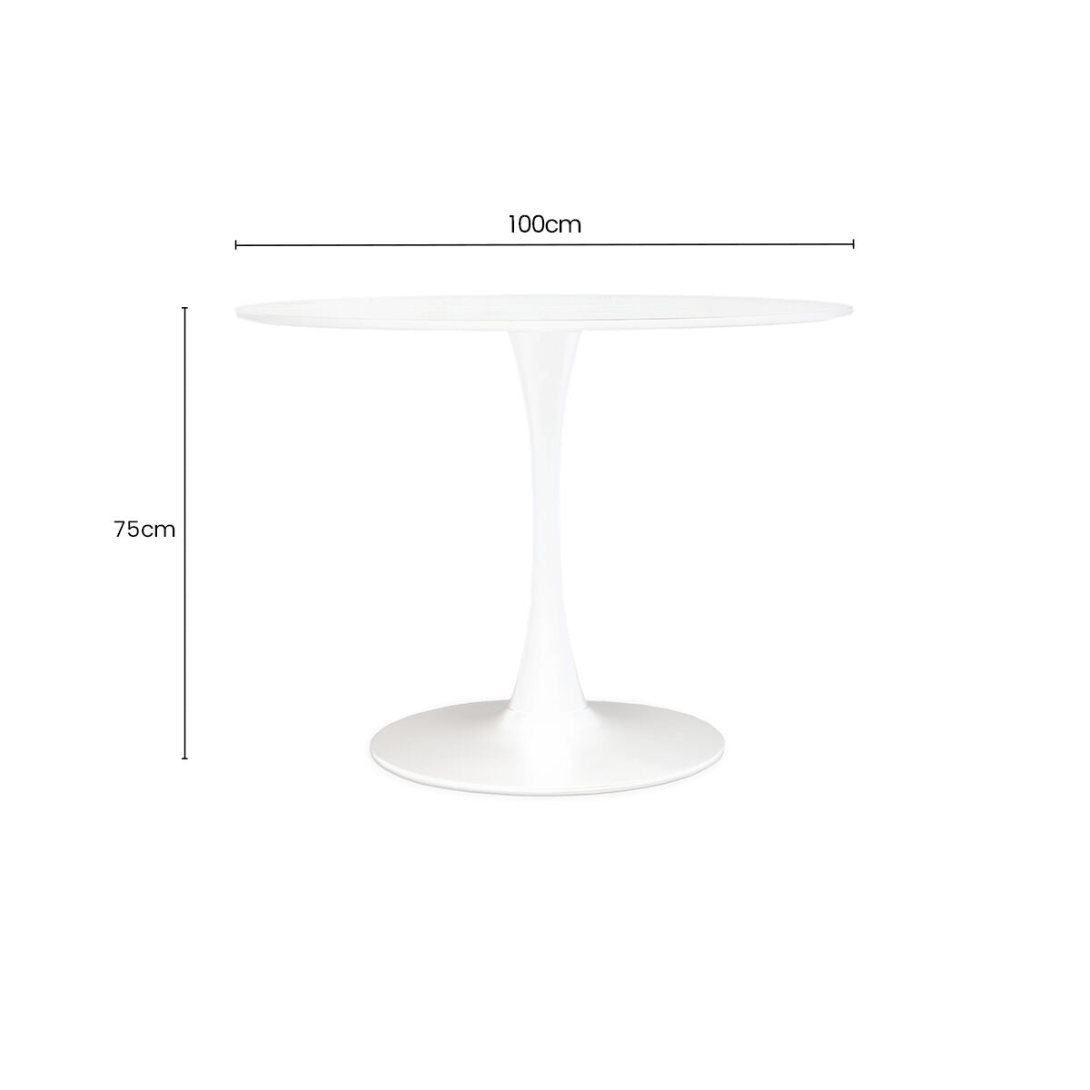 White Small Round Dining Table with Sleek Column Pedestal Base, Laila - PN Home
