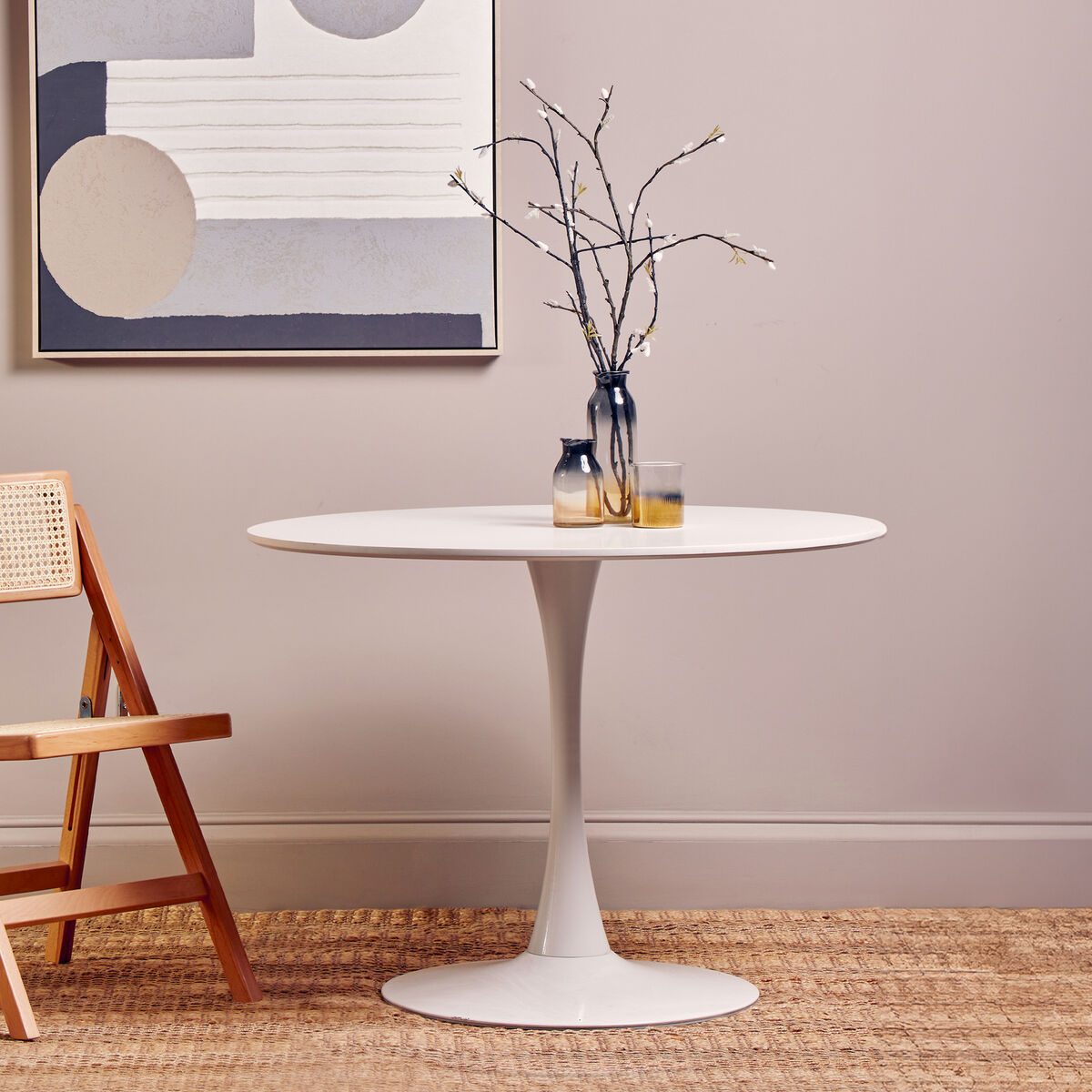 Laila White Small Round Dining Table - PN Home