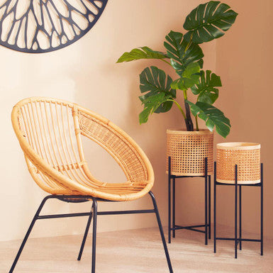 Depok Small Rattan Planter with Metal Stand - PN Home