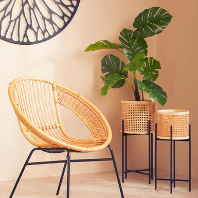 Depok Large Rattan Planter with Metal Stand - PN Home