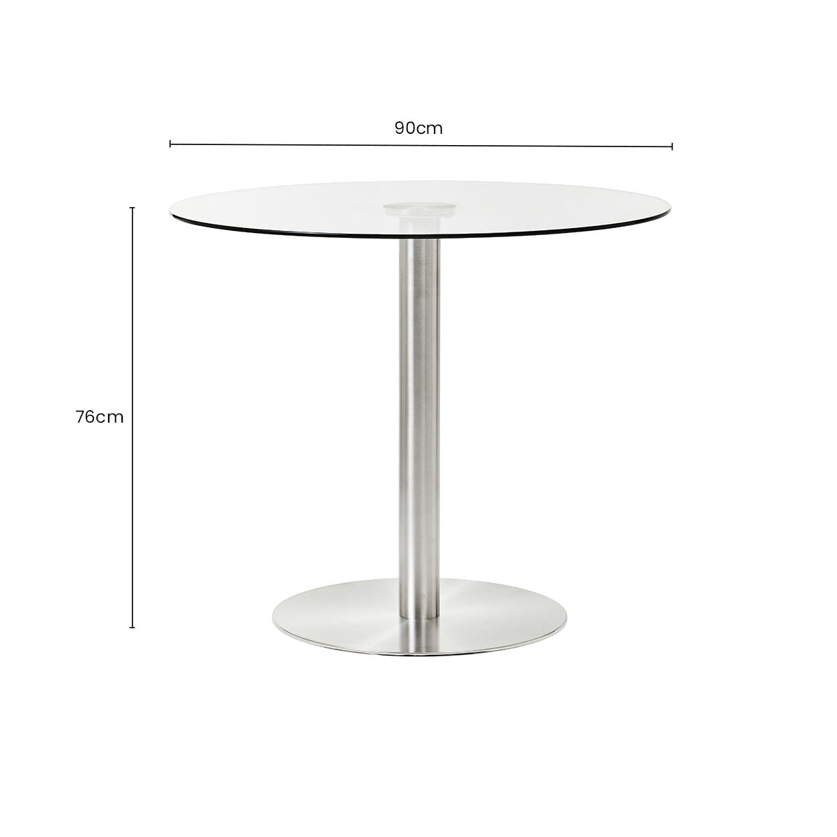 Silver Finish Round Glass Top and Steel Frame Dining Table, Metropolitan - PN Home