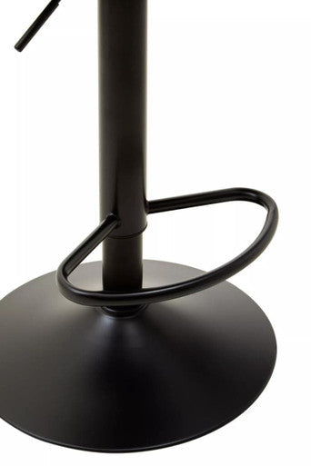 Baina White Leather Effect Adjustable Bar Stool with Black Base