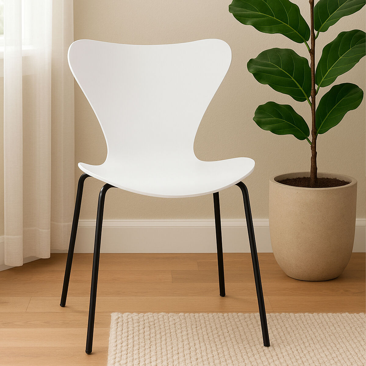 Laila White Seat and Black Legs Dining Chair - PN Home