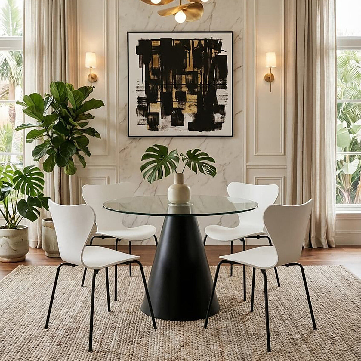 Laila White Seat and Black Legs Dining Chair - PN Home