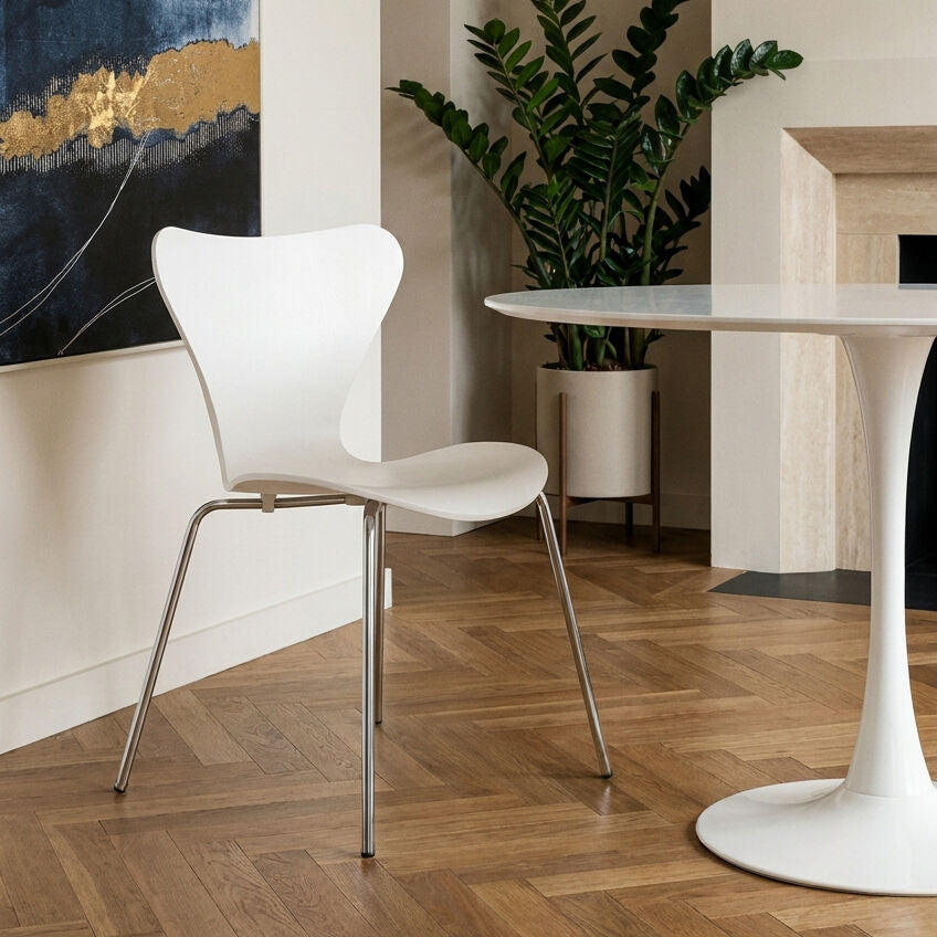 Laila White Seat And Silver Chrome Legs Dining Chair