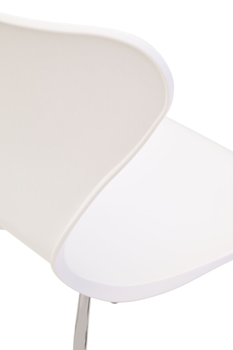 Laila White Seat And Silver Chrome Legs Dining Chair