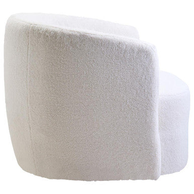 Montreal Ivory Boucle Effect Curved Lounge Chair With Swivel Base - PN Home
