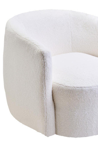 Montreal Ivory Boucle Effect Curved Lounge Chair With Swivel Base - PN Home