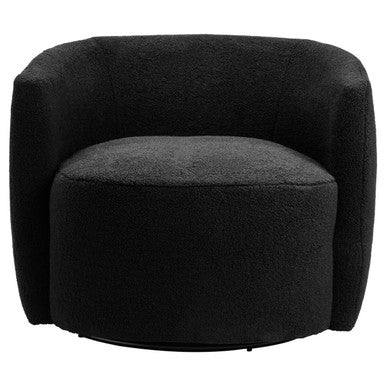 Montreal Black Boucle Effect Curved Lounge Chair With Swivel Base - PN Home