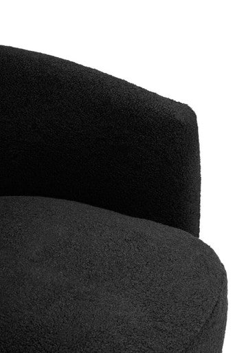 Montreal Black Boucle Effect Curved Lounge Chair With Swivel Base