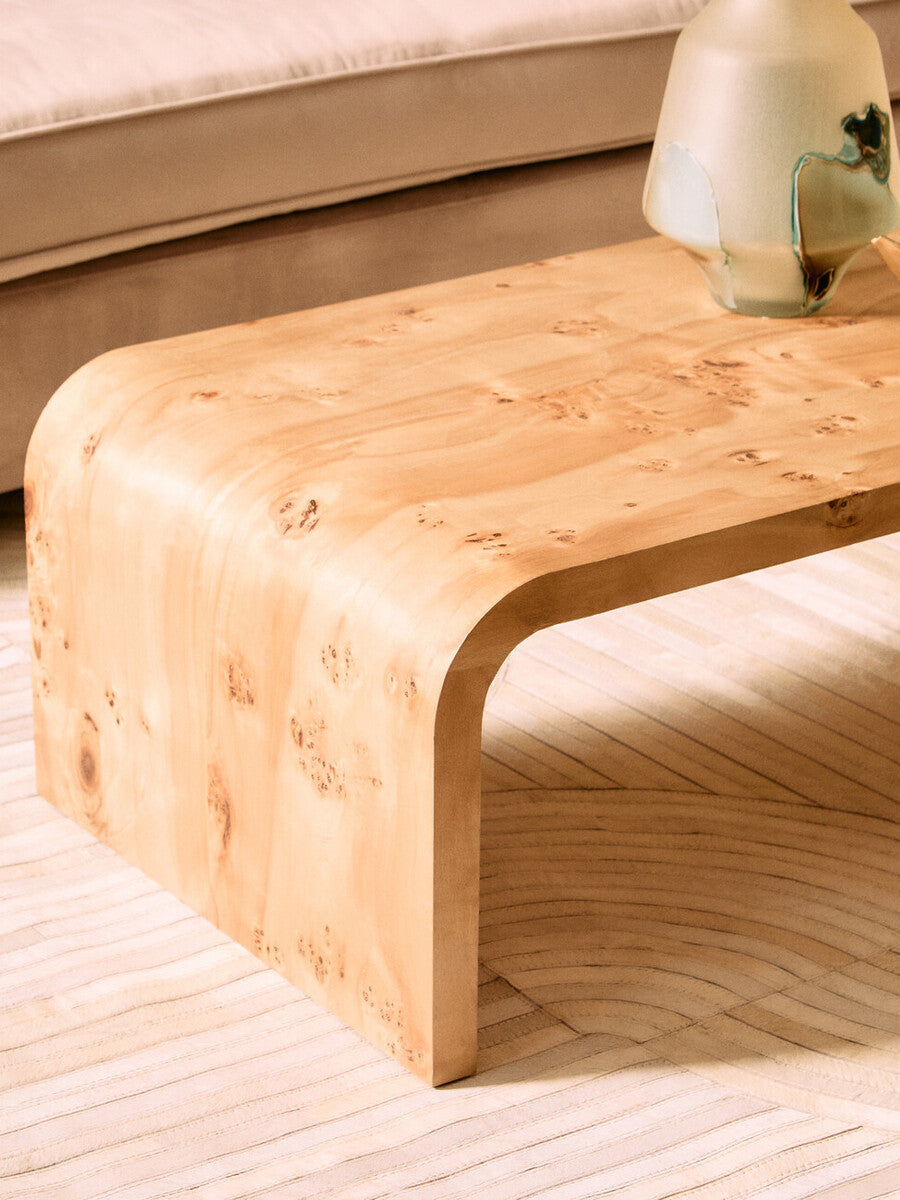 Mota Burl Wood Design Curved Coffee Table - PN Home