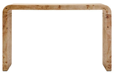 Mota Burl Wood Design Curved Console Table