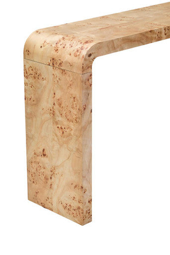 Mota Burl Wood Design Curved Console Table