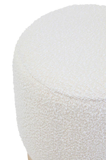 Mota Burl Wood And Cream Boucle Round Stool - PN Home
