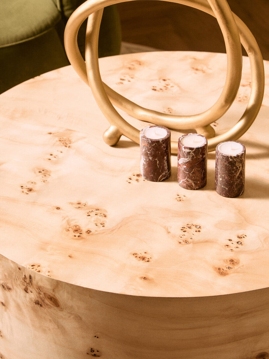 Mota Burl Wood Design Round Coffee Table - PN Home