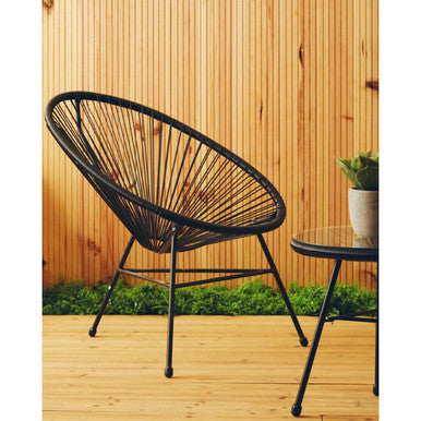 Miami Black Rattan 3 Piece Patio Set - PN Home