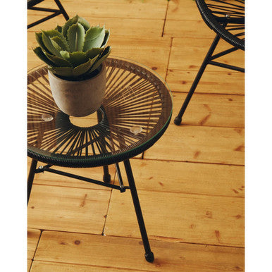 Miami Black Rattan 3 Piece Patio Set - PN Home