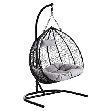 Goa Black Rattan Effect Double Hanging Chair - PN Home