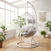Goa White Rattan Effect Hanging Chair - PN Home